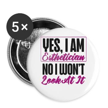 Cute Licensed Esthetician Skincare - Buttons large 2.2''/56 mm (5-pack) - white - Front