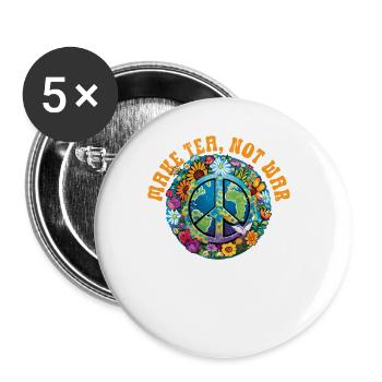 Hippie Peace Sign Peace Flowers Flower Child - Buttons large 2.2''/56 mm (5-pack) - white - Front
