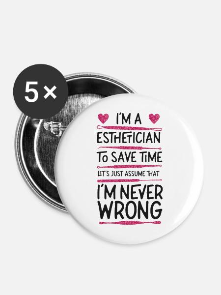 Cute Licensed Esthetician Skincare - Buttons groß 56 mm (5er Pack) - Weiß