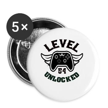 Level 54 Unlocked 54 Birthday - Buttons large 2.2''/56 mm (5-pack) - white - Front