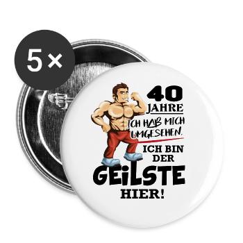 Geburtstag 40 Jahre Der Beste Geilste Chef KIng - Buttons groß 56 mm (5er Pack) - Weiß - Vorne