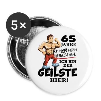 Geburtstag 65 Jahre Der Beste Geilste Chef KIng - Buttons groß 56 mm (5er Pack) - Weiß - Vorne