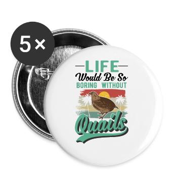 Warning quail nursery quail breeders - Buttons large 2.2''/56 mm (5-pack) - white - Front