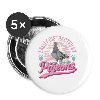 Pigeon pigeon fancier city pigeon carrier pigeon - Buttons large 2.2''/56 mm (5-pack) - white - Front