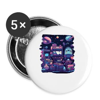 Arcade Gaming Retro Slots Jeux 80s Gamer - Lot de 5 grands badges (56 mm) - blanc - Devant