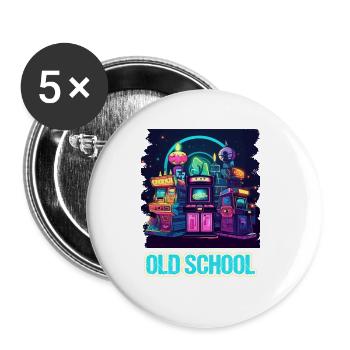 Arcade Gaming Retro Slots Jeux 80s Gamer - Lot de 5 grands badges (56 mm) - blanc - Devant