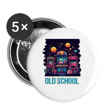Arcade Gaming Retro Slots Jeux 80s Gamer - Lot de 5 grands badges (56 mm) - blanc - Devant