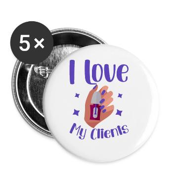 I Love My Clients 4 - Buttons groß 56 mm (5er Pack) - Weiß - Vorne