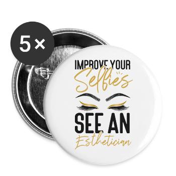 Cute Licensed Esthetician Skincare - Buttons large 2.2''/56 mm (5-pack) - white - Front