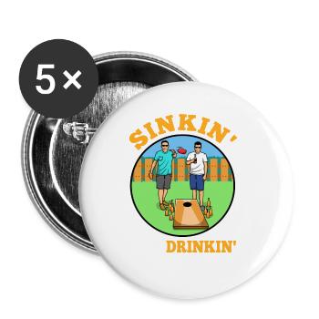Cornhole - Sinkin and drinkin - Buttons groß 56 mm (5er Pack) - Weiß - Vorne