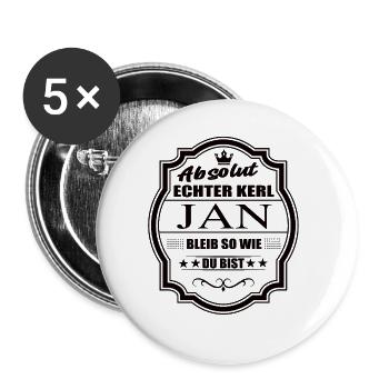 Absolut Echter Kerl Jan Bleib So Wie Du Bist - Buttons groß 56 mm (5er Pack) - Weiß - Vorne