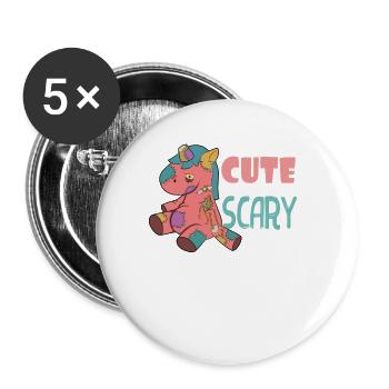 Niedlich und unheimlich - Buttons groß 56 mm (5er Pack) - Weiß - Vorne
