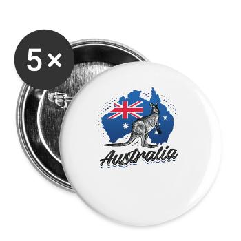 Australie, Touriste, Voyage, Kangoroo - Lot de 5 grands badges (56 mm) - blanc - Devant