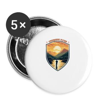 Frequent Flyer Vintage Angler Delight Fly Fisher - Buttons groß 56 mm (5er Pack) - Weiß - Vorne