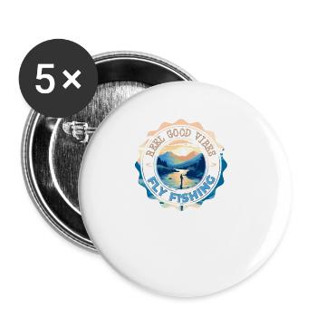 Fly Fishing Reel Good Vibes Morning Hours in - Buttons groß 56 mm (5er Pack) - Weiß - Vorne