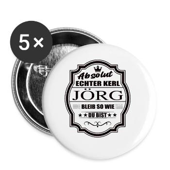 Absolut Echter Kerl Jörg Bleib So Wie Du Bist - Buttons groß 56 mm (5er Pack) - Weiß - Vorne
