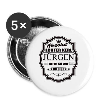 Absolut Echter Kerl Jürgen Bleib So Wie Du Bist - Buttons groß 56 mm (5er Pack) - Weiß - Vorne