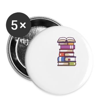 Buchleser Leseliteratur Bücherwurm Geschenkidee - Buttons groß 56 mm (5er Pack) - Weiß - Vorne