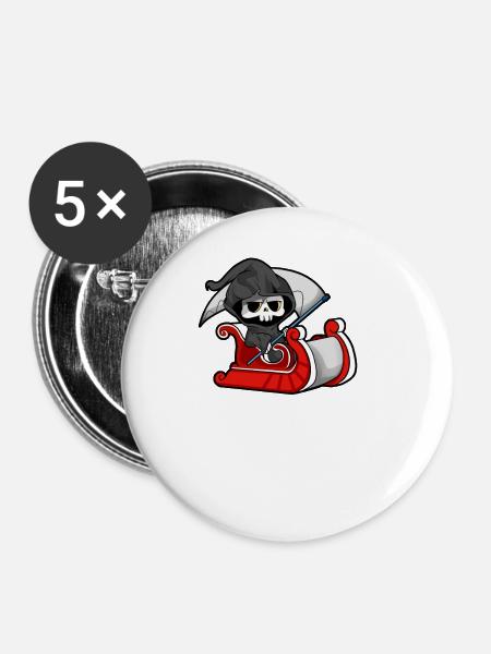 Sensenmann - Buttons groß 56 mm (5er Pack) - Weiß