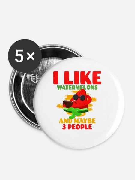 Wassermelone - Buttons groß 56 mm (5er Pack) - Weiß