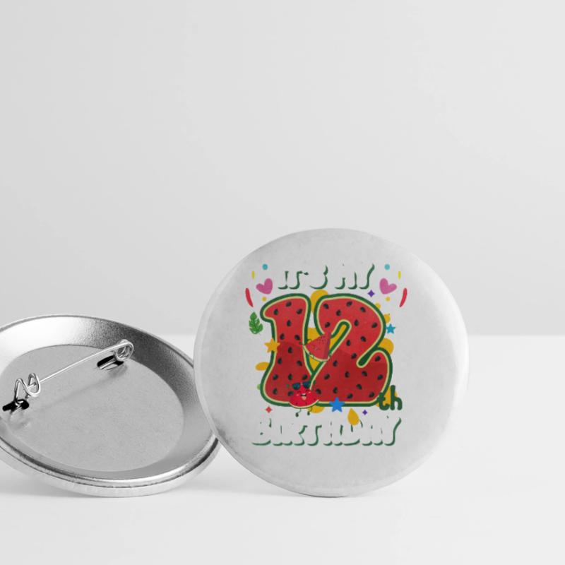 12e anniversaire Cadeau d’été de pastèque Lot de 5 grands badges (56 mm)