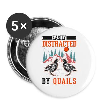 Quail breeder gift quail - Buttons large 2.2''/56 mm (5-pack) - white - Front