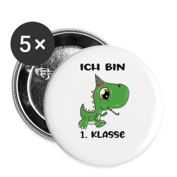 Ich Bin 1 Klasse Einschulung Schulanfang - Buttons groß 56 mm (5er Pack) - Weiß - Vorne