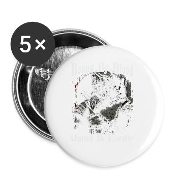 Wikinger Spruch, Bound By Blood, Norse Viking - Buttons groß 56 mm (5er Pack) - Weiß - Vorne