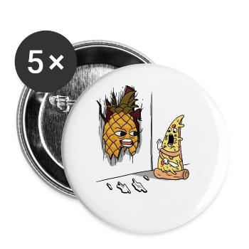 Hier ist die Ananas - Buttons groß 56 mm (5er Pack) - Weiß - Vorne