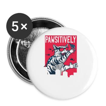 Pawsitively Patriotic Cat 4th of July - Buttons large 2.2''/56 mm (5-pack) - white - Front