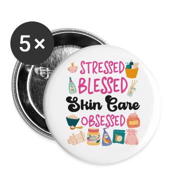 Cute Licensed Esthetician Skincare - Buttons large 2.2''/56 mm (5-pack) - white - Front