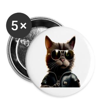 Chat Avec Lunettes de Soleil Chat Maman Chat Maman Chats - Lot de 5 grands badges (56 mm) - blanc - Devant