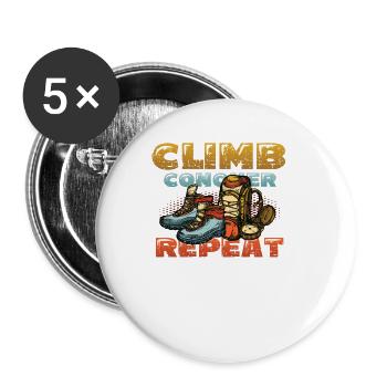 Klettern, Erobern, Wiederholen, Bergsteigern - Buttons groß 56 mm (5er Pack) - Weiß - Vorne