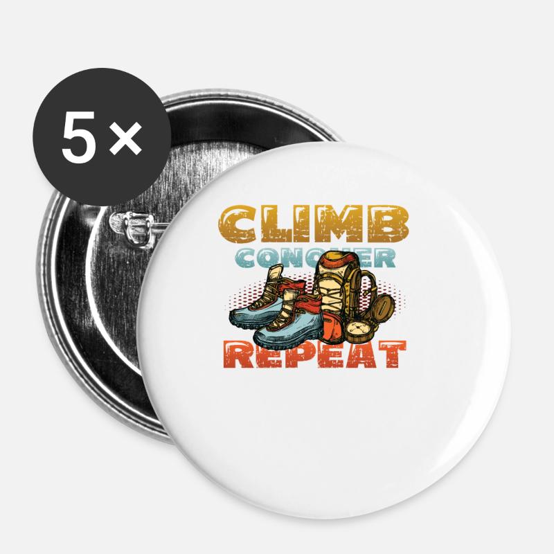 Climbing, conquering, repeating, mountaineering - Buttons large 2.2''/56 mm (5-pack) - white