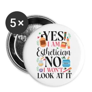 Cute Licensed Esthetician Skincare - Buttons groß 56 mm (5er Pack) - Weiß - Vorne