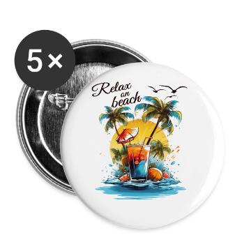 Summer Drink Cocktail Beach Holiday - Buttons large 2.2''/56 mm (5-pack) - white - Front