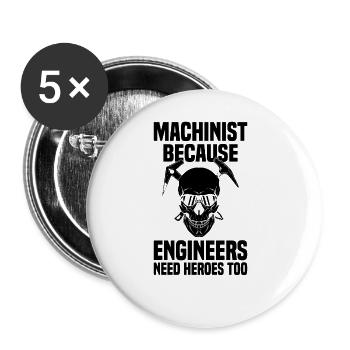 Problèmes de tolérance des mécaniciens du CNC - Lot de 5 grands badges (56 mm) - blanc - Devant