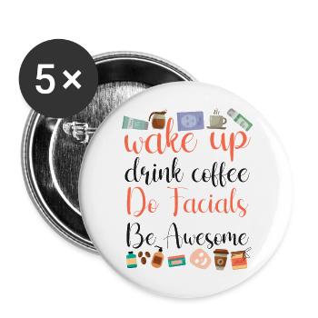 Soins de la peau esthéticienne mignonne - Lot de 5 grands badges (56 mm) - blanc - Devant