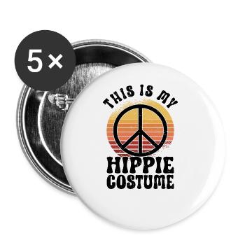 Hippie Peace Zeichen Frieden Blumen Blumenkind - Buttons groß 56 mm (5er Pack) - Weiß - Vorne
