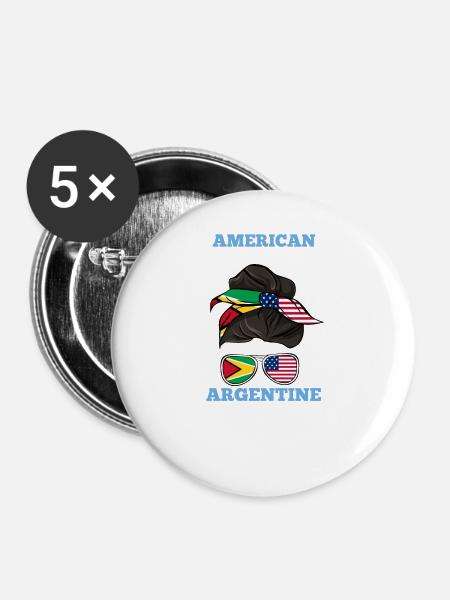 Argentinien - Buttons groß 56 mm (5er Pack) - Weiß