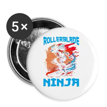 Rollerblade Ninja 6 - Lot de 5 grands badges (56 mm) - blanc - Devant
