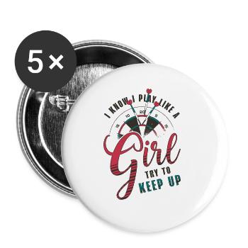 Je sais que je joue comme une fille - Lot de 5 grands badges (56 mm) - blanc - Devant
