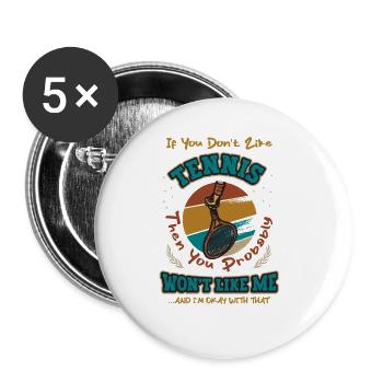 Tennistrainer, Tennisspieler, Tennistraining - Buttons groß 56 mm (5er Pack) - Weiß - Vorne