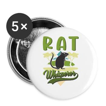 Rats Whisperer Domestic Rat Rat Owner - Buttons large 2.2''/56 mm (5-pack) - white - Front