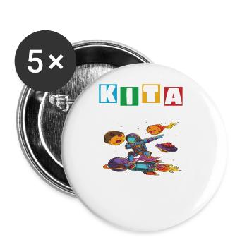 Kindergarten Abgänger Schulanfang Einschulung - Buttons groß 56 mm (5er Pack) - Weiß - Vorne