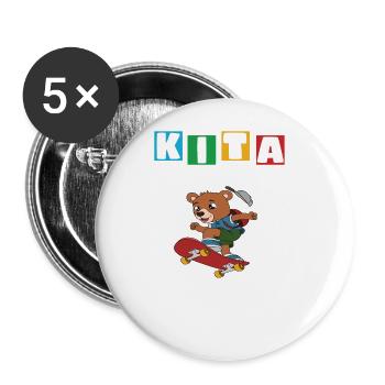 Kindergarten Abgänger Schulanfang Einschulung - Buttons groß 56 mm (5er Pack) - Weiß - Vorne