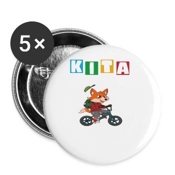 Kindergarten Abgänger Schulanfang Einschulung - Buttons groß 56 mm (5er Pack) - Weiß - Vorne
