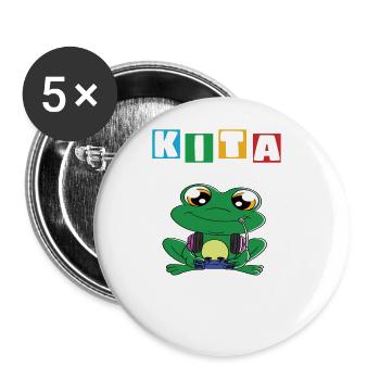 Kindergarten Abgänger Schulanfang Einschulung - Buttons groß 56 mm (5er Pack) - Weiß - Vorne