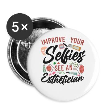 Cute Licensed Esthetician Skincare - Buttons large 2.2''/56 mm (5-pack) - white - Front