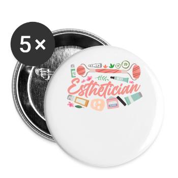 Cute Licensed Esthetician Skincare - Buttons groß 56 mm (5er Pack) - Weiß - Vorne